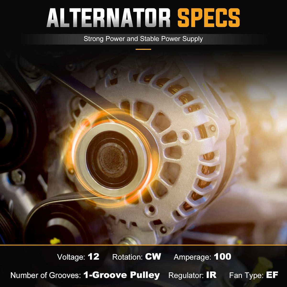 1-Wire Alternator Replacement Compatible with Buick for Chevrolet 12V 100 Amp 10SI Self-exciting SBC BBC GM 350 Replace for ADR0335-C 400-12395 240-203-3DC