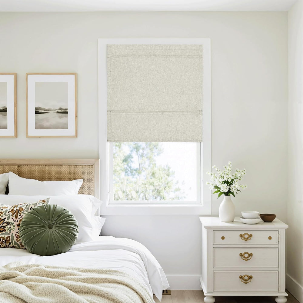RYB HOME 100% Blackout No Drill Roman Shade for Bedroom Window