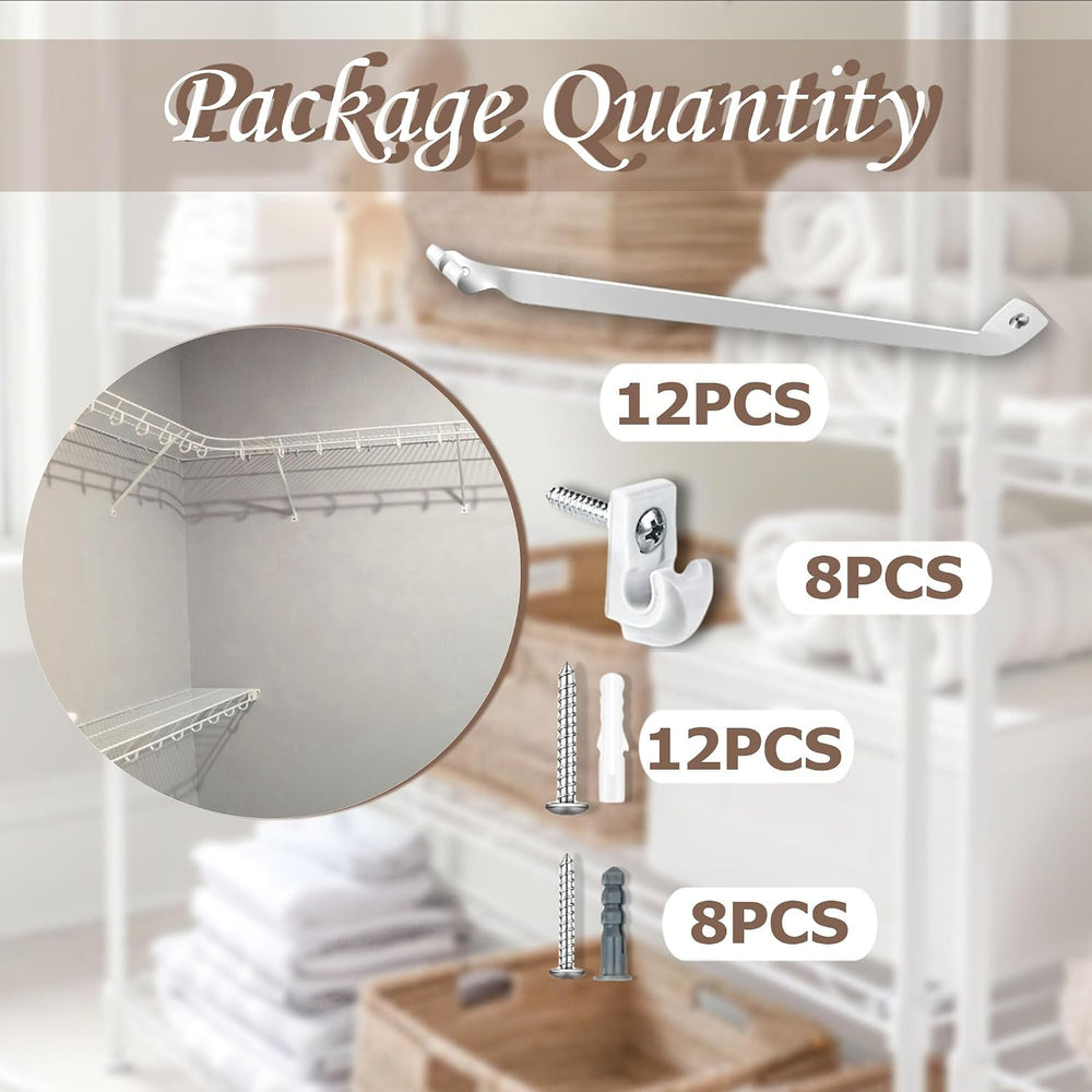 12PCS 12 inch Wire Shelf Brackets, Heavy Duty Wire Rack Bracket