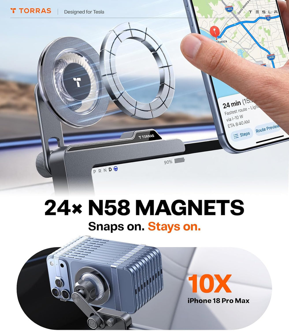TORRAS Edge Tesla Phone Mount [No Adhesive & Strong Magnet] 360° Adjustab...