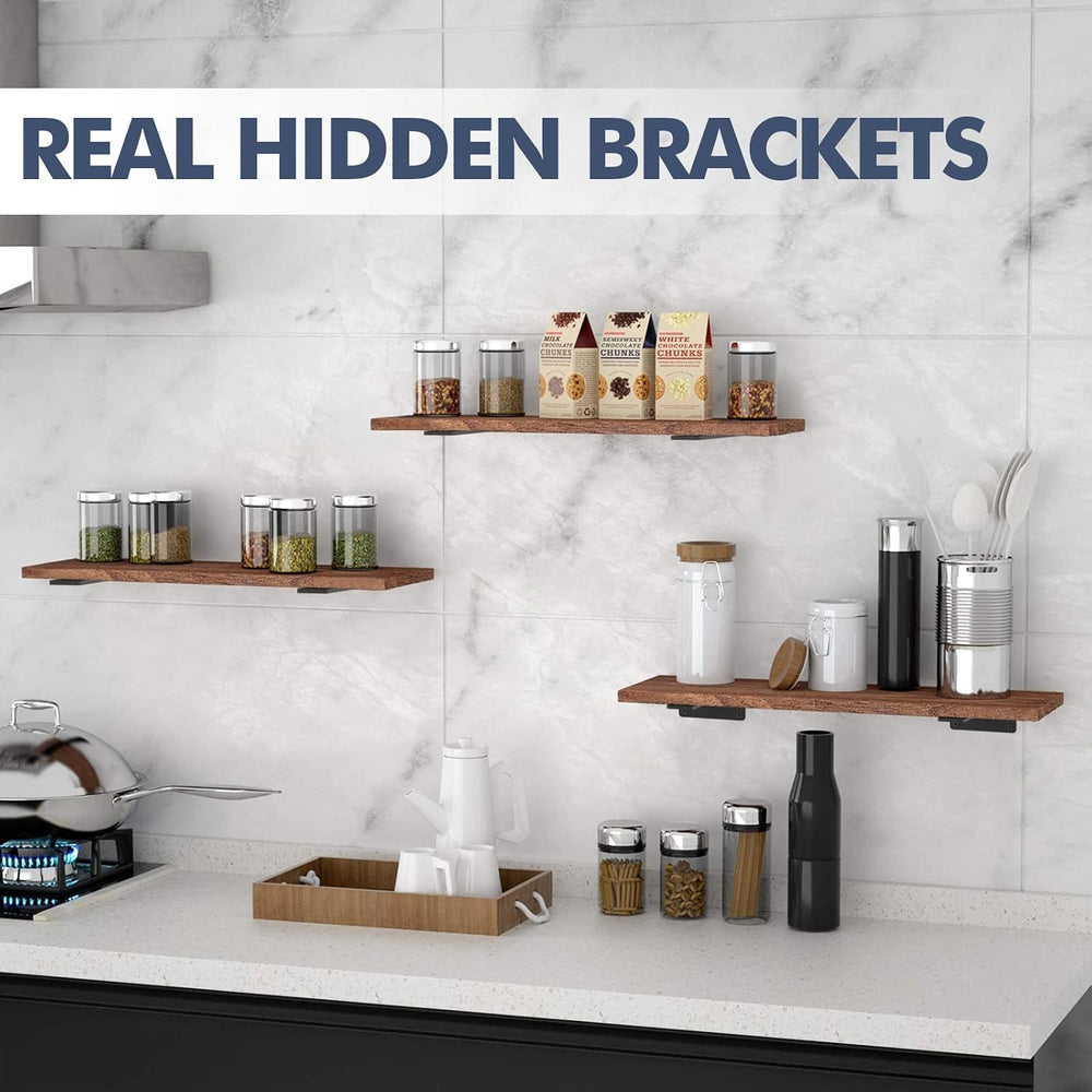 Starunder 10 Inch Floating Shelf Brackets,8 Pack L‑Shape Shelf Supports