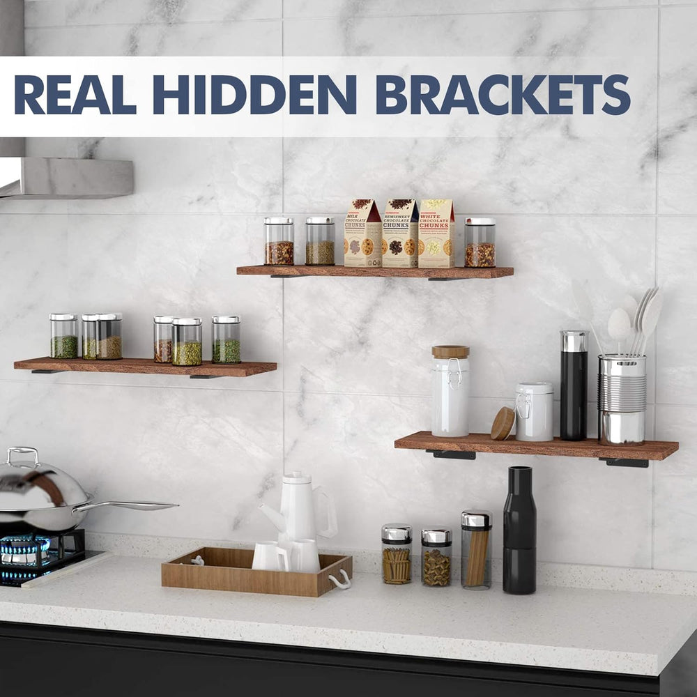 Starunder 6 Inch Floating Shelf Brackets,12 Pack L‑Shape Shelf Supports