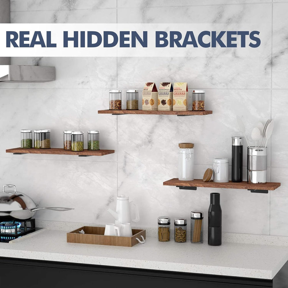 Starunder 6 Inch Floating Shelf Brackets,12 Pack L‑Shape Shelf Supports