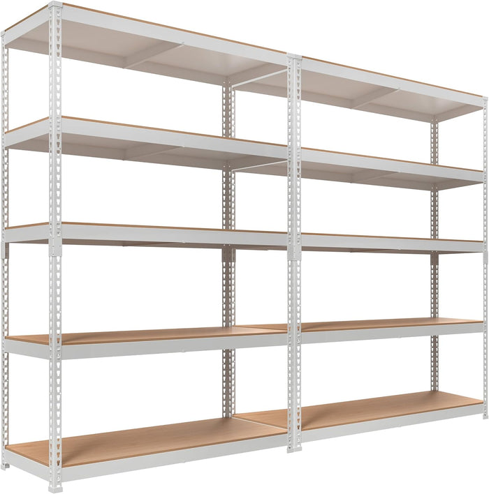 HOMEDANT White 5 Tier Laminated Boltless Heavy Duty Garage Storage Adjustable (2Pack)