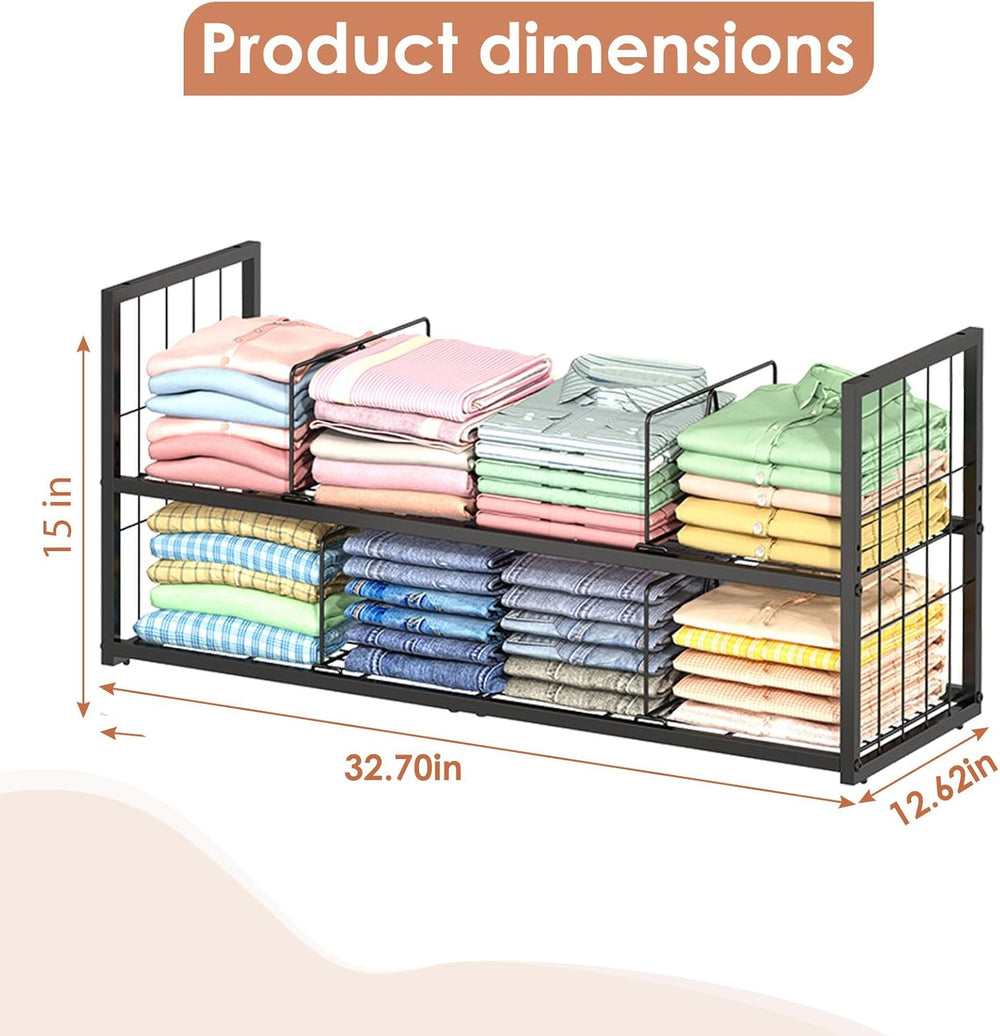 Hongtamoya 2 Pack Stackable Closet Storage Shelf