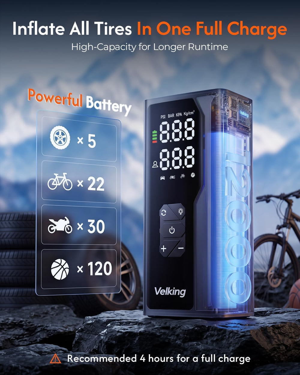 Tire Inflator Portable Air Compressor, Air Pump for Car Tires