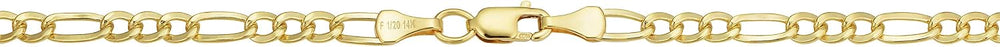 Solid 14K Yellow Gold Filled Figaro Link Chain Necklace for Men and Women