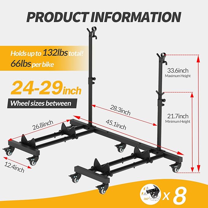 Vertical Bike Stands，Standing Bike Rack (2 Pack)