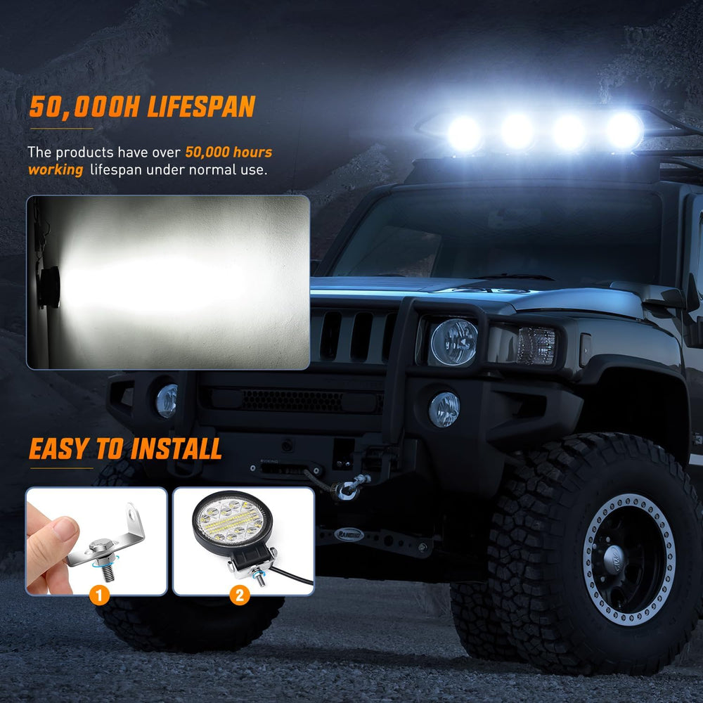 Nilight 2PCS 4.5 Inch LED Pods 69W Round Spot Flood Combo Work Lights