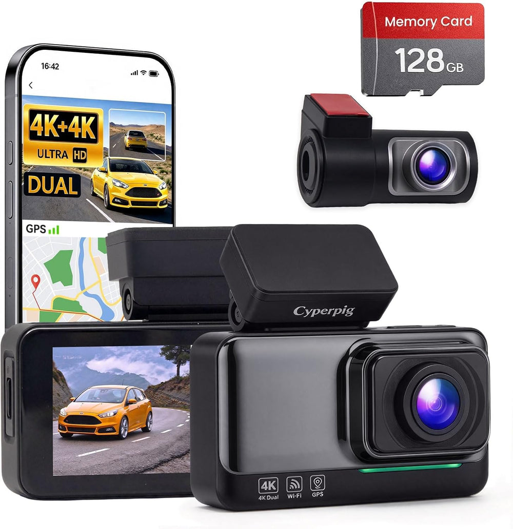 4K+4K Dash Cam,STARVIS 2 Sensor,Starlight Night Vision, Free 128GB Card