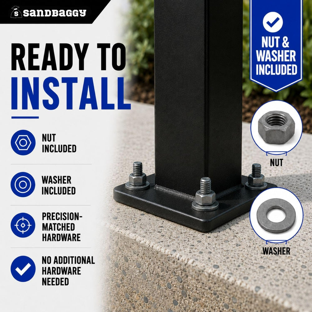 Sandbaggy 5/8" x 14" Threaded Concrete Anchor L-Bolts (Nuts & W...