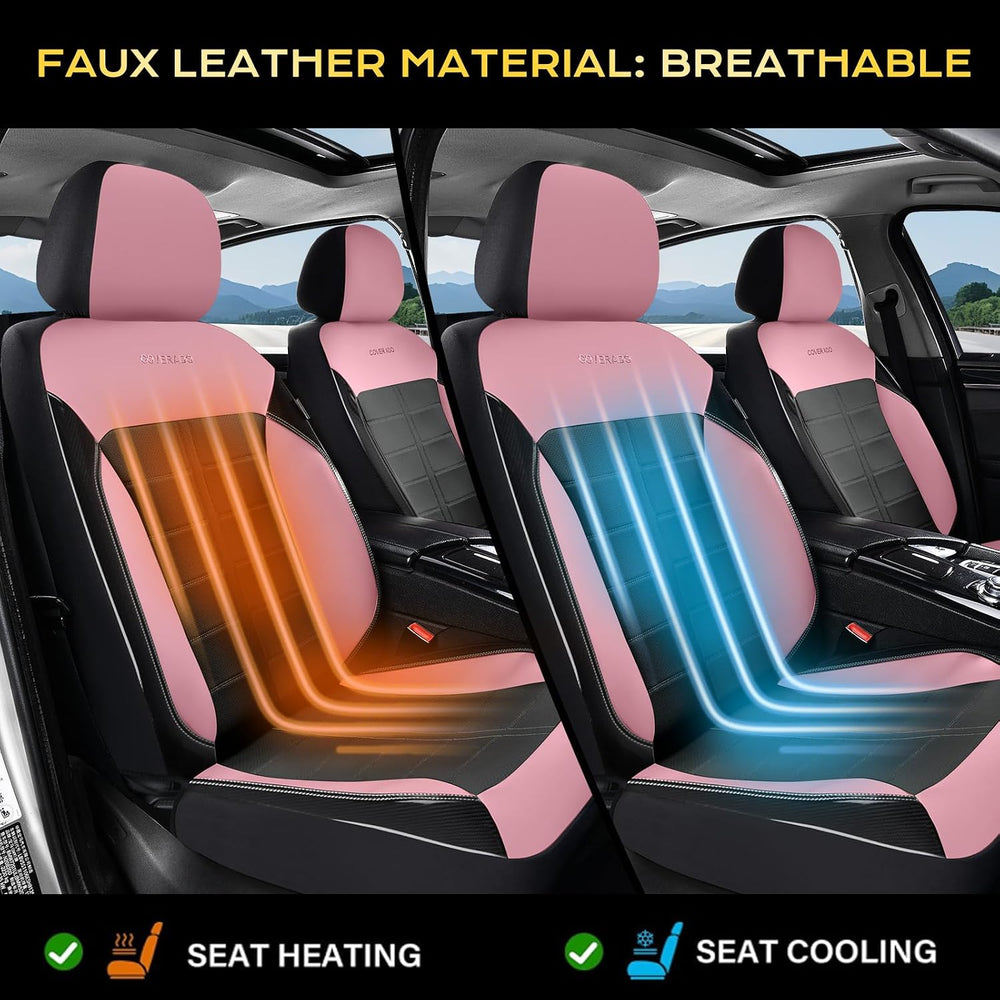 Coverado Car Seat Covers Front Seats Luxury Faux Leather Waterproof Seat Cove...
