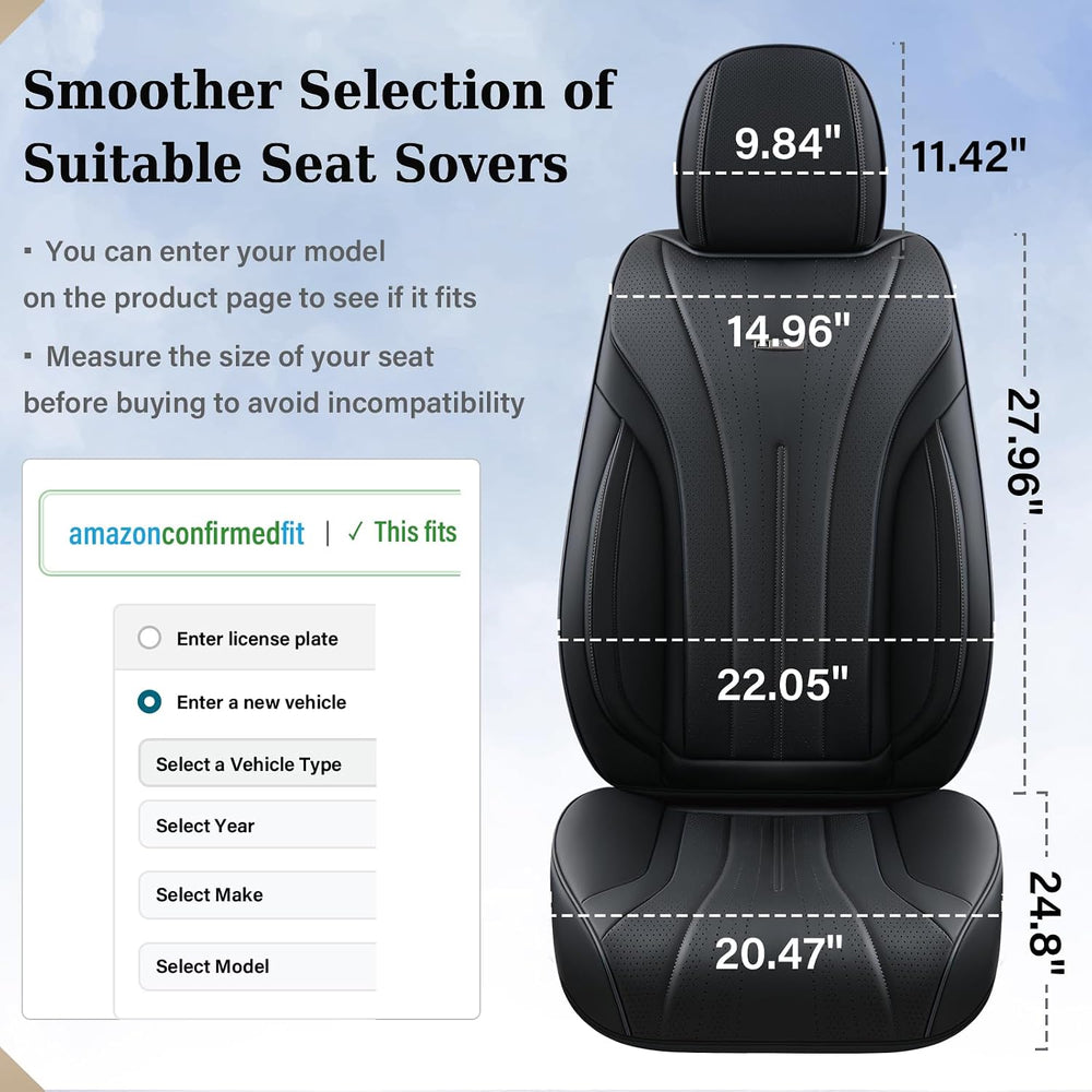 Coverado Car Seat Covers Full Set, Waterproof Nappa Leather Seat Cover for Ca...