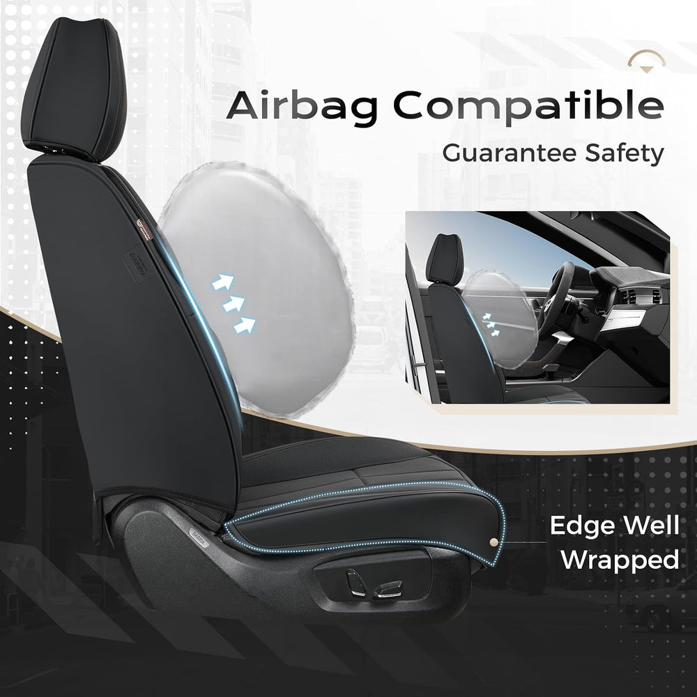 Coverado Nappa Leather Car Seat Covers Front Set, Luxury Waterproof Seat Prot...