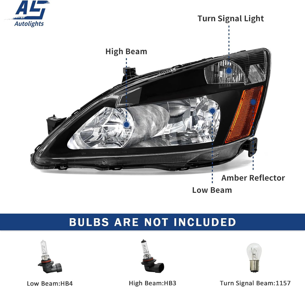 Compatible with 2003-2007 Accord Headlight Assembly for 03-07 Honda Accord 2/...
