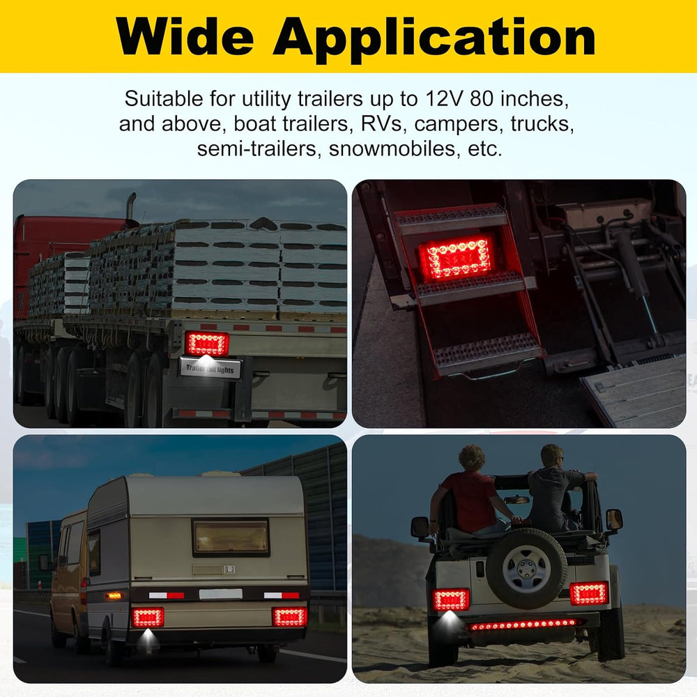 6" Boat Trailer Lights Kit, Submersible LED Trailer Light Rectangle