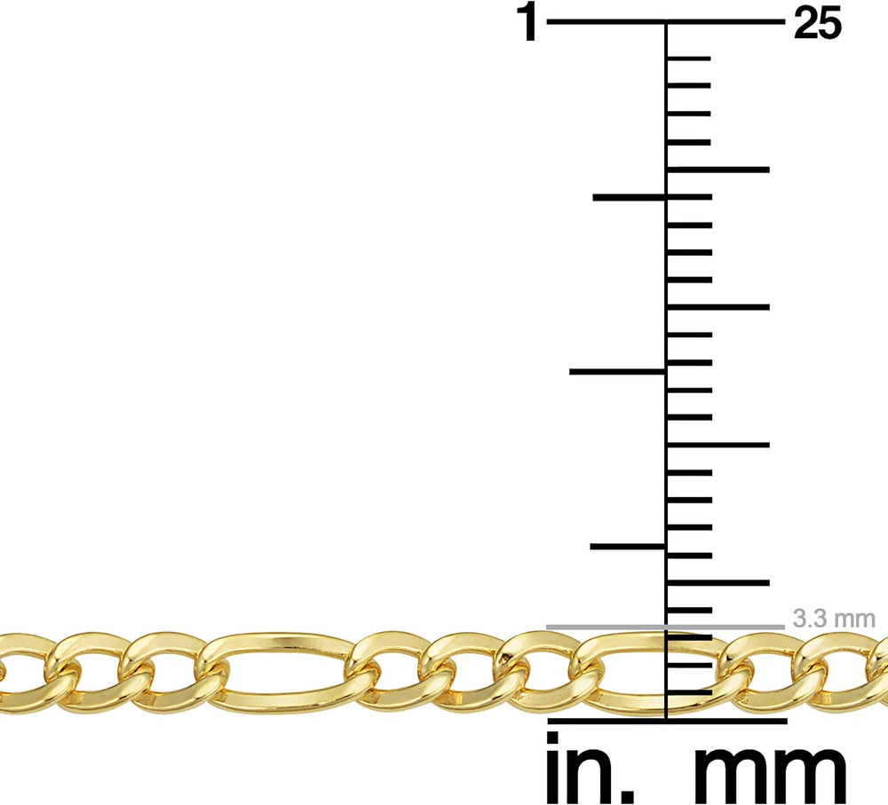 Solid 14K Yellow Gold Filled Figaro Link Chain Necklace for Men and Women