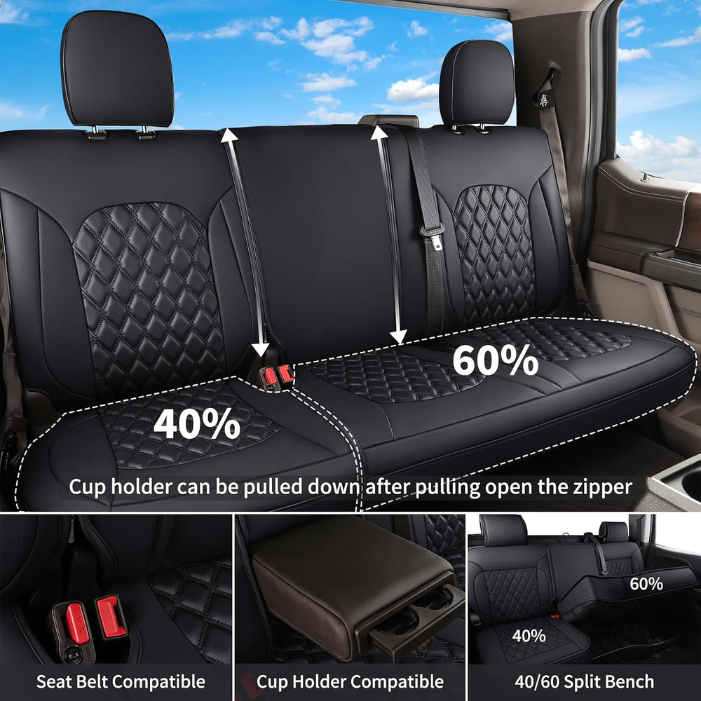 Huidasource Ford Seat Covers, Leather Pickup Seat Cushion Cover Fit for 2015-...