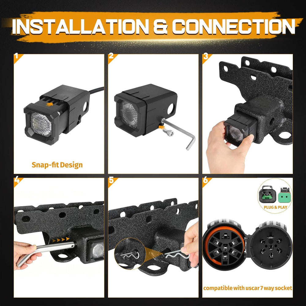 Hitch Mount Reverse Light Kits, Universal Flood Hitch Light Pods for 2x2 Inch...