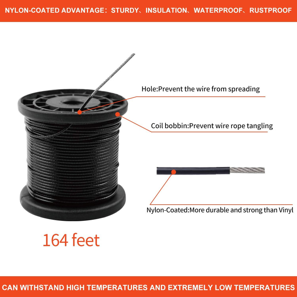 Outdoor String Light Hanging Kit Includ 164 FT Nylon Rope Cable