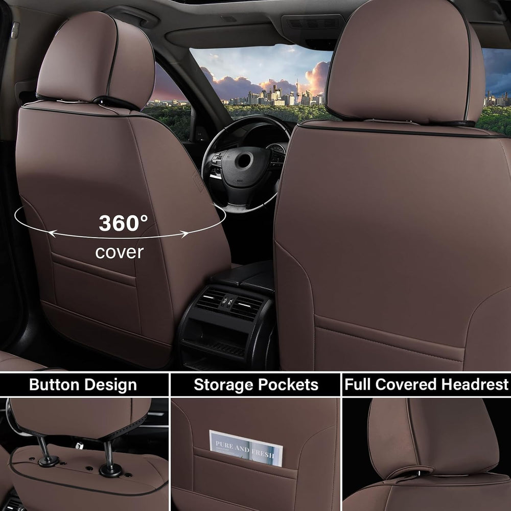 Coverado Car Seat Covers Full Set, Car Seat Protectors Leather Seat Covers fo...