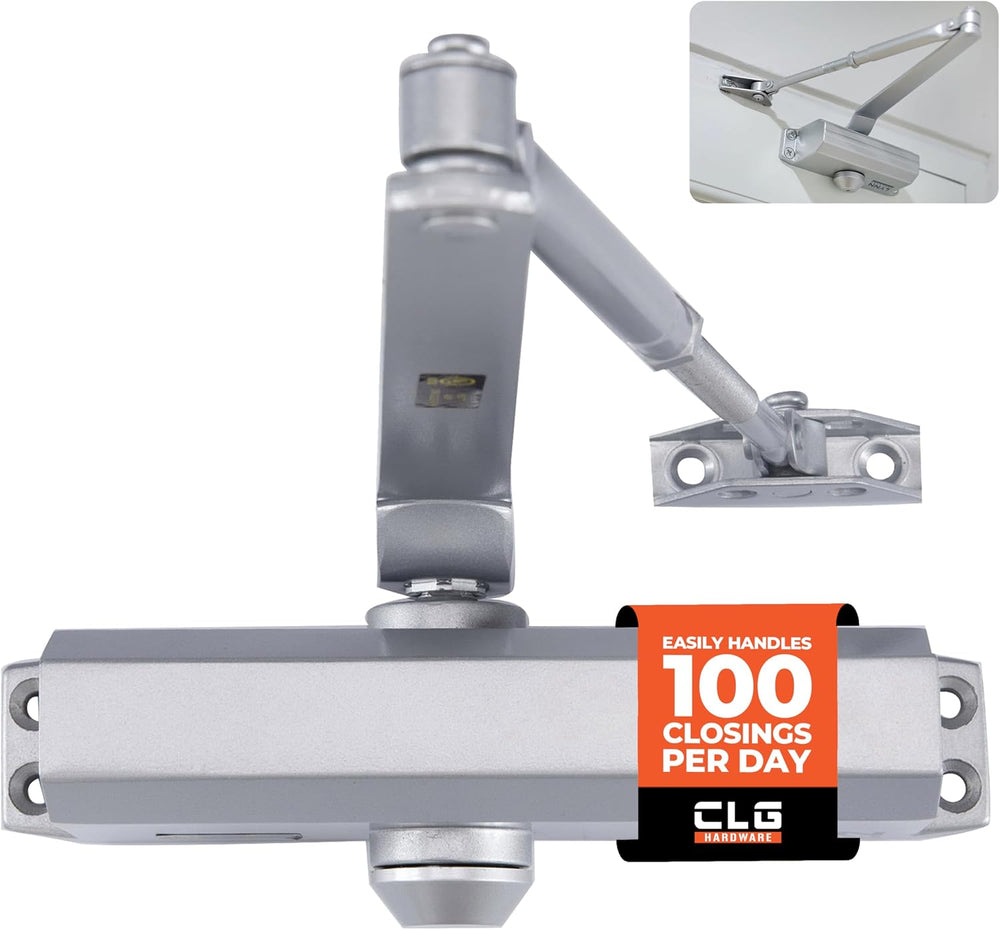 CLG HARDWARE Medium Duty Automatic Door Closer - Durable Cast Aluminum