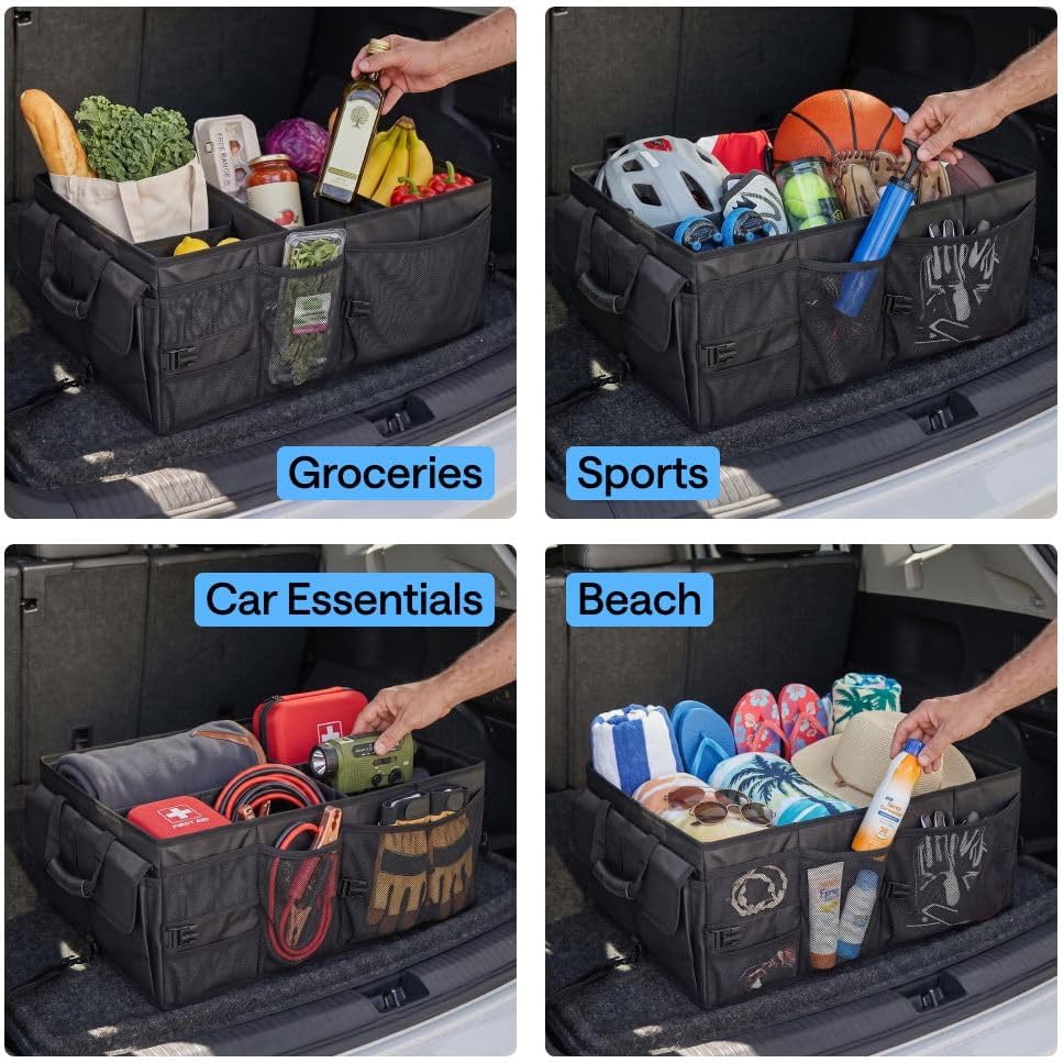 GORILLA GRIP Trunk Organizer for SUV and Cars, Large Capacity Black