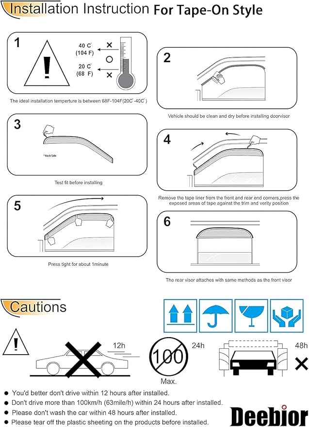 94100 Side Window Deflector Visor Rain Guard fit