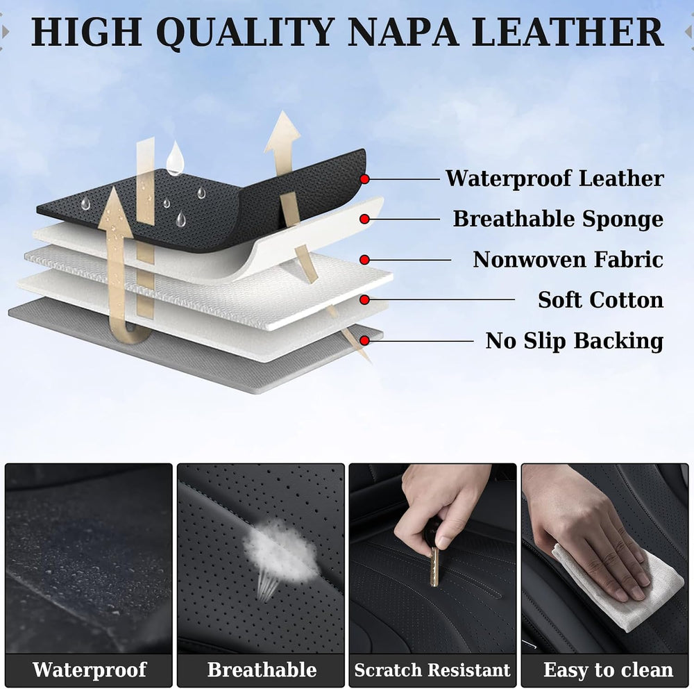 Coverado Car Seat Covers Full Set, Waterproof Nappa Leather Seat Cover for Ca...