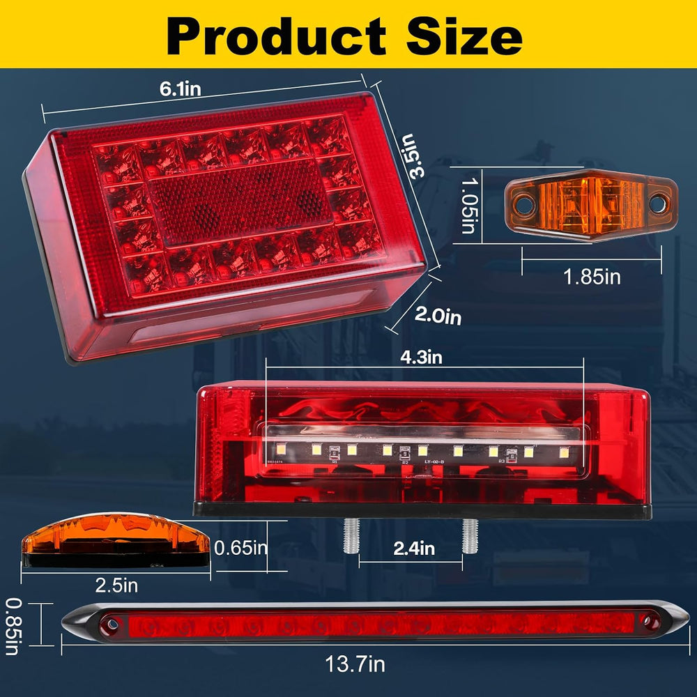 6" Boat Trailer Lights Kit, Submersible LED Trailer Light Rectangle