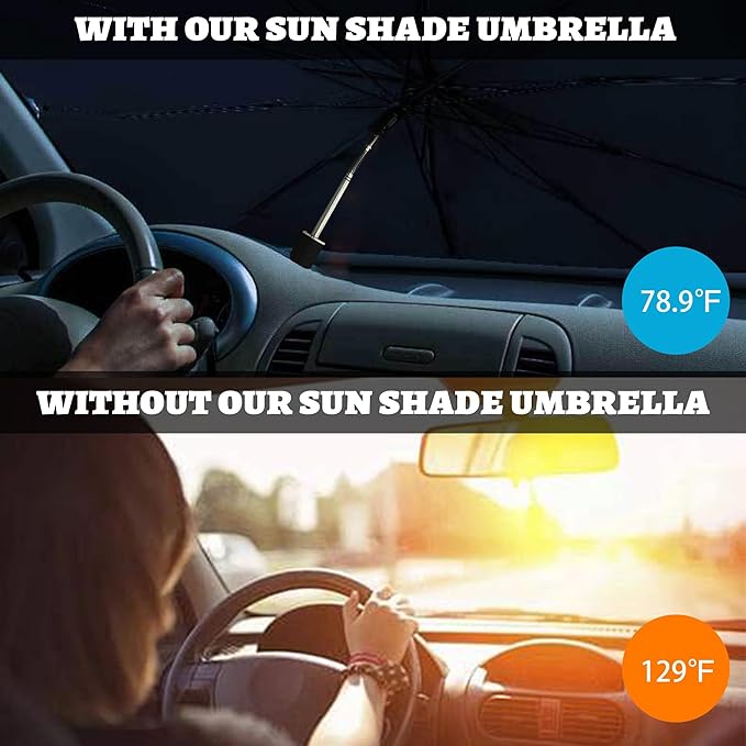 Windshield Sun Shade Umbrella, Portable Foldable, Spring Structure Wind Shield