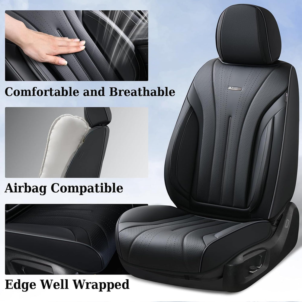Coverado Car Seat Covers Full Set, Waterproof Nappa Leather Seat Cover for Ca...