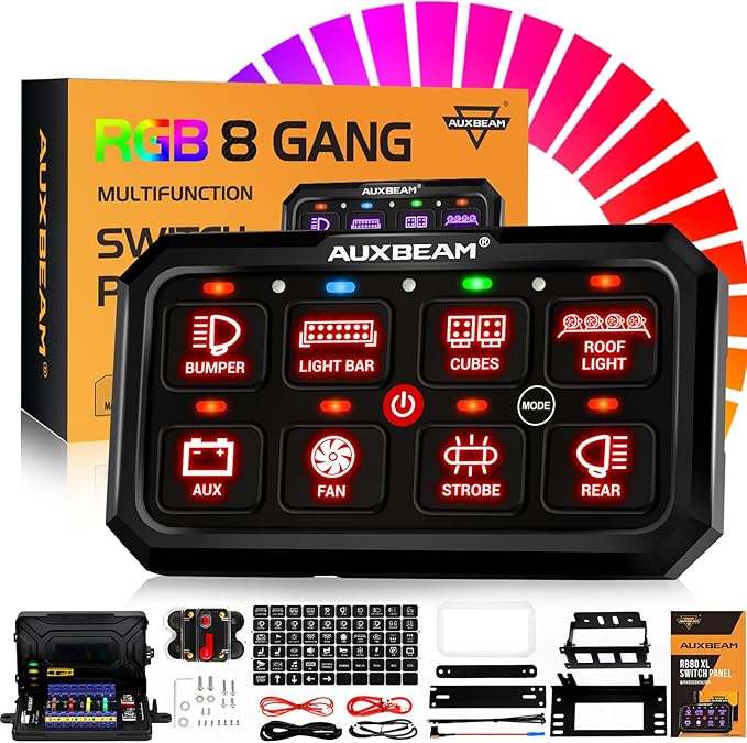 Auxbeam RGB 8 Gang Switch Panel 5.3 Inch RB80 XL
