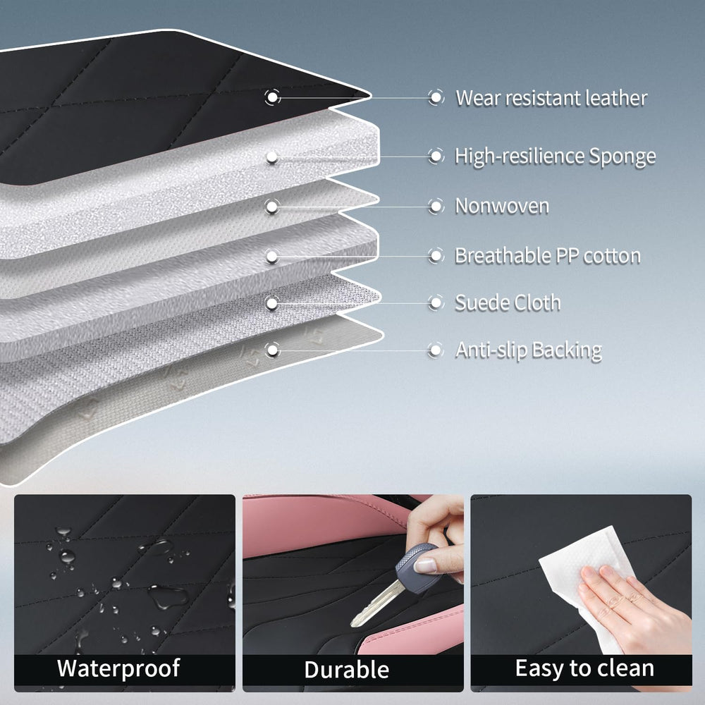 Car Seat Covers Full Set, Leather Car Seat Cushion, Ultra-Thin Breathable Mat...