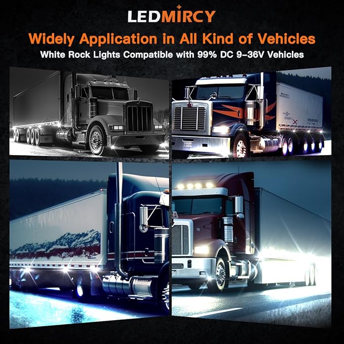 R3 White LED Rock Lights Kit 12PCS