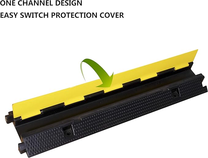 1 Pack Rubber Cable Ramp Hose Cable Protector Ramp 1 Channel 22000Lbs Load