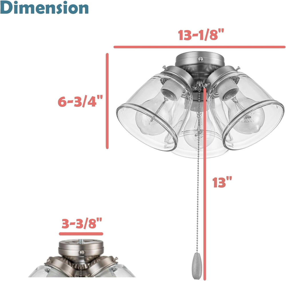 Aspen Creative 22014-1, Three-Light Ceiling Fan Light Kit with Pull Chain, An...