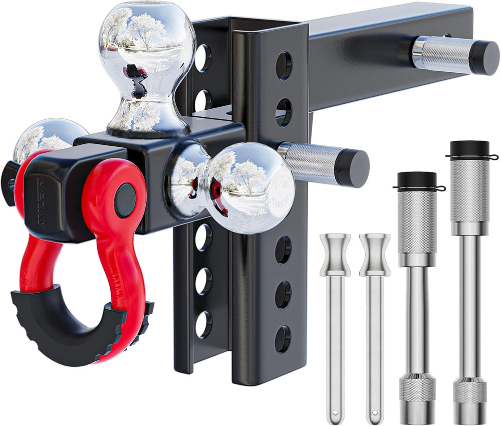 Trailer Hitch Tri-Ball Mount with Anti-Theft Locking Hitch Pin&Hook&R...