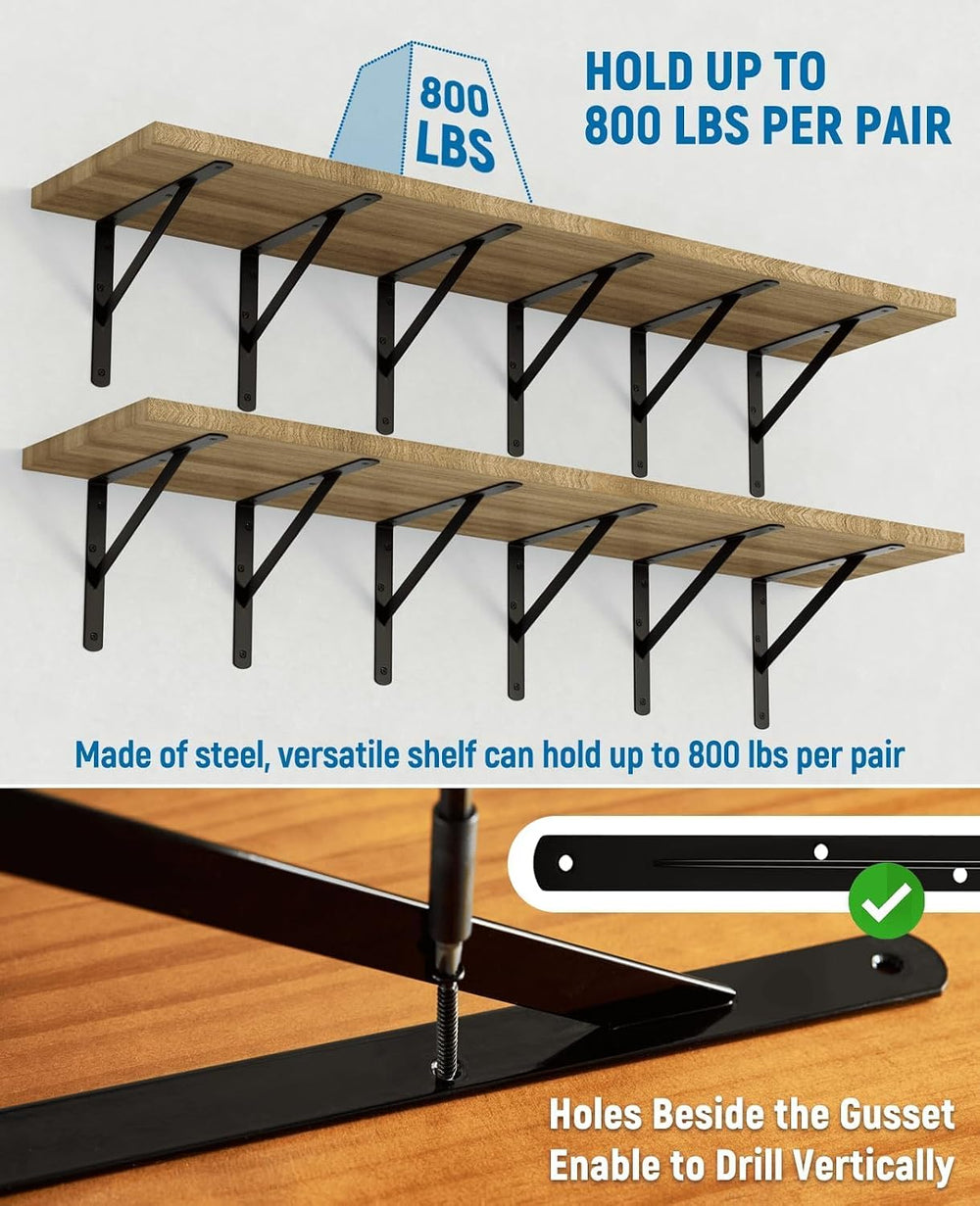 8-Pack 18 Inch Heavy Duty Shelf Brackets, Large Floating Shelf Bracket