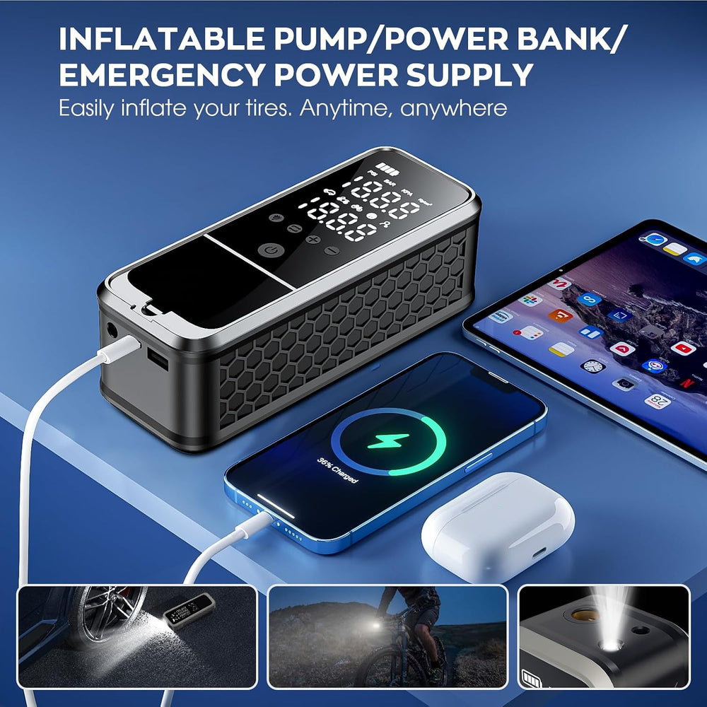 6000mAh Tire Inflator Portable Air Compressor, Air Pump for Car Tires
