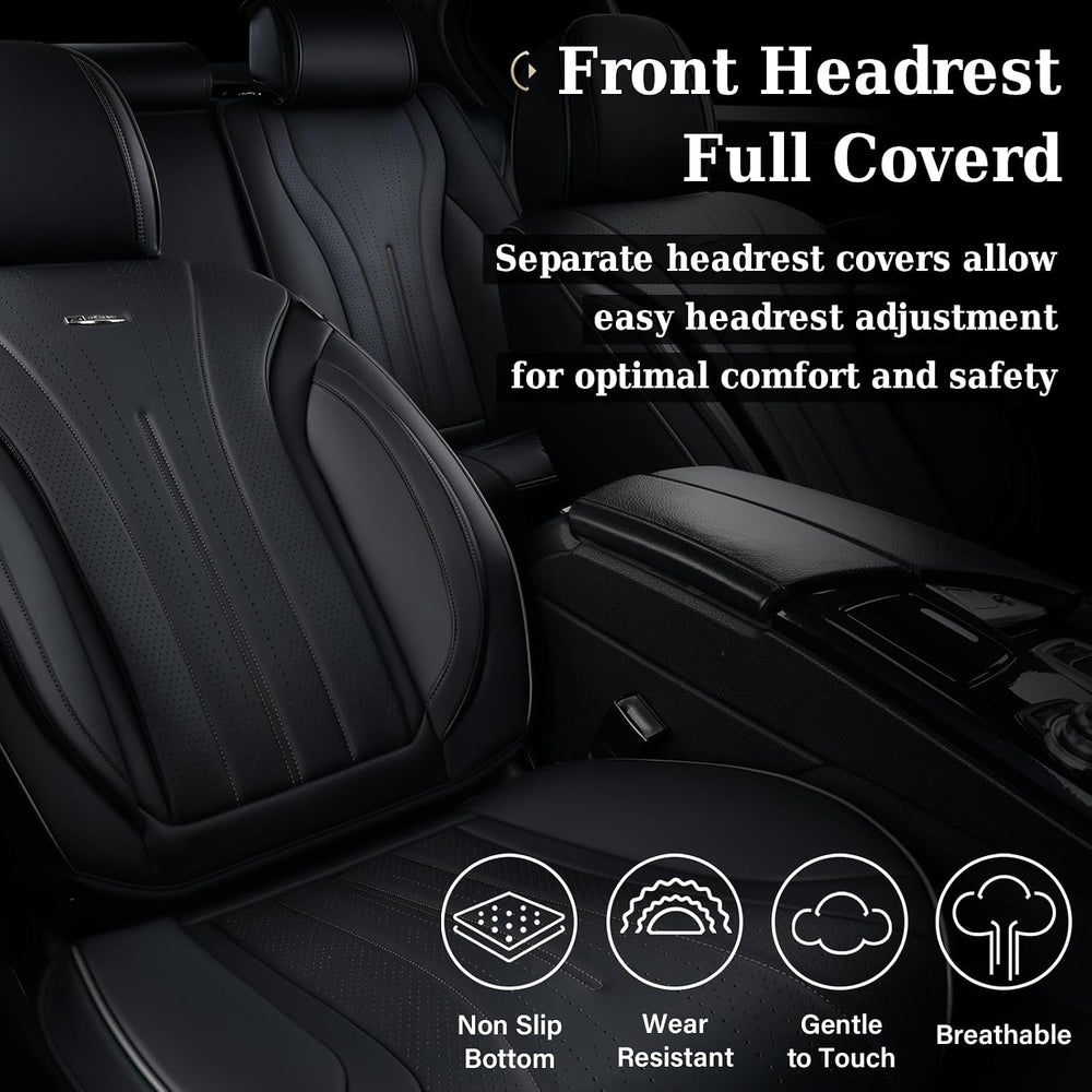 Coverado Car Seat Covers Full Set, Waterproof Nappa Leather Seat Cover for Ca...