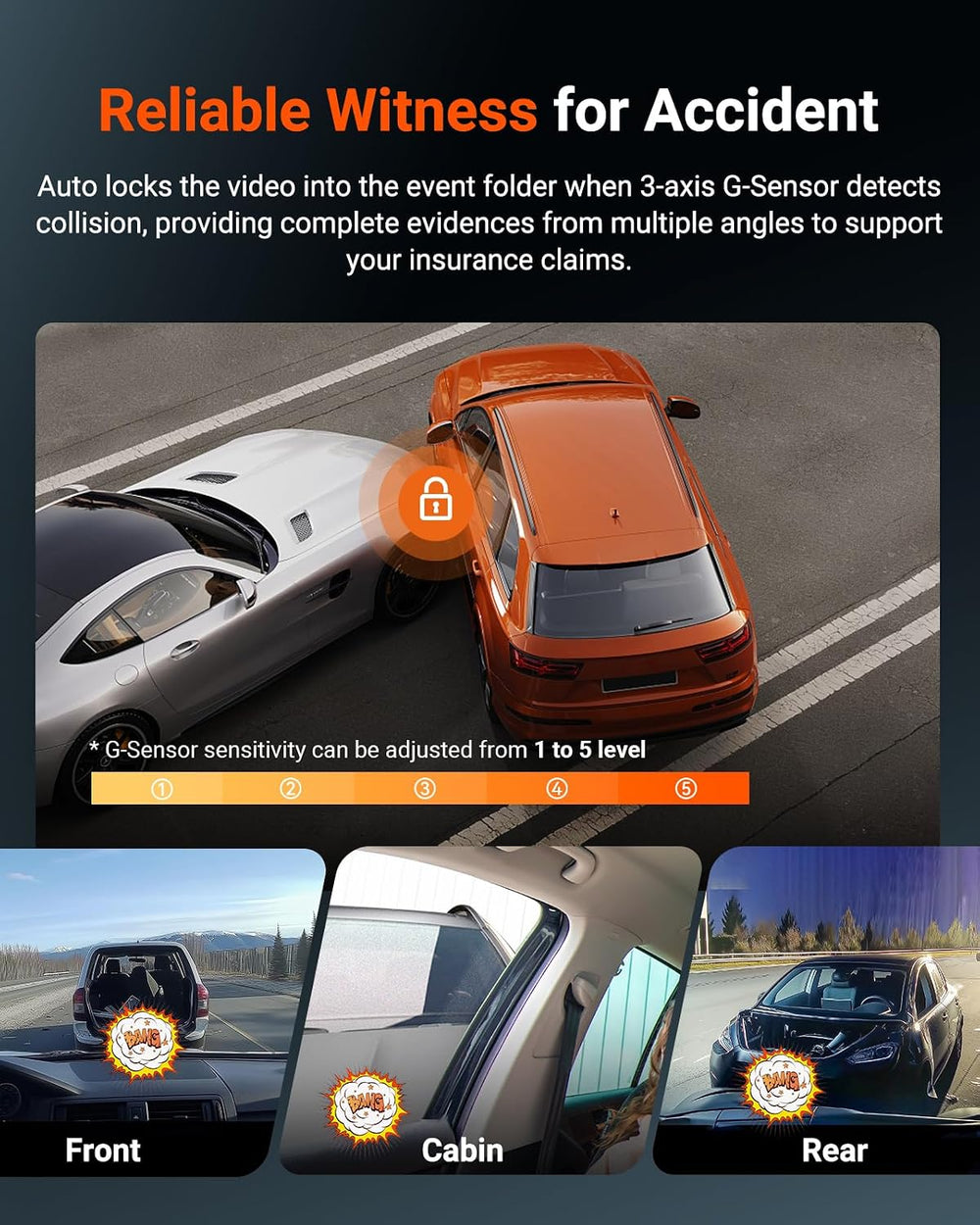 Vantrue N4S 3 Channel Dash Cam Front and Rear Inside