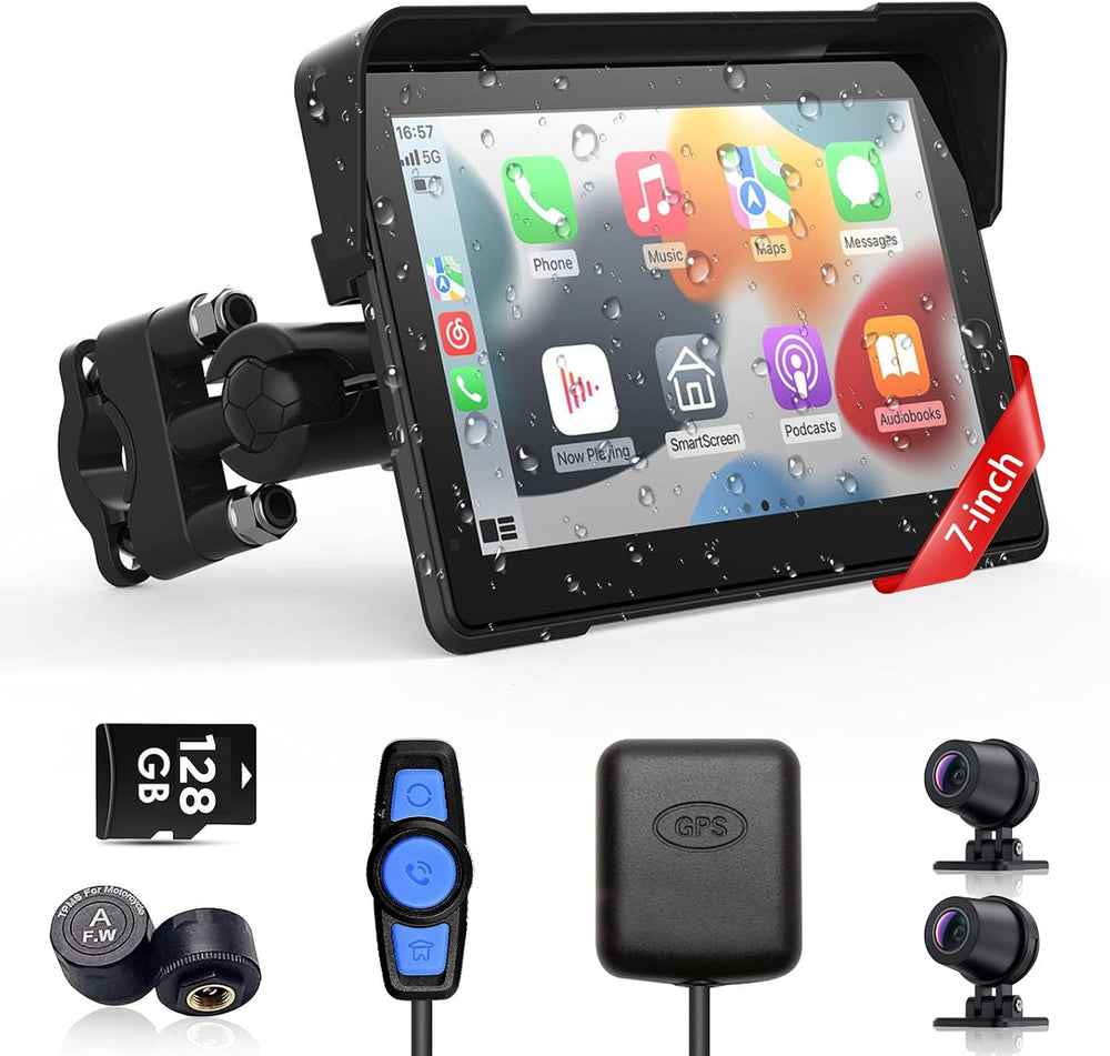 Wireless Motorcycle Apple Carplay & Android Auto,7 Inch Touchscreen with ...