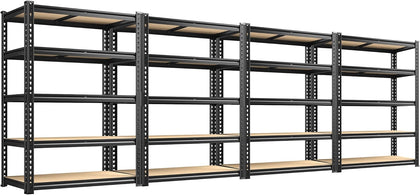 72.12" H Garage Shelving, Storage Shelves Load 2100LBS, 5-Tier Adjustable (4 Pack)