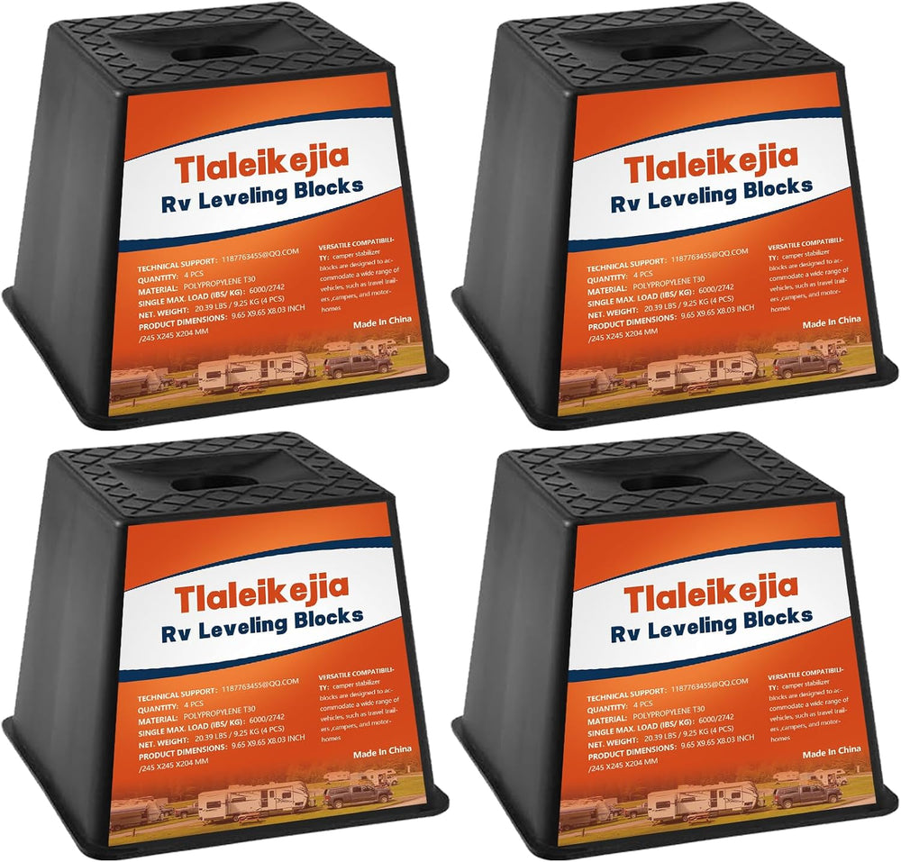 Trailer Jack Block, RV Leveling Blocks, 6000 lbs Capacity, Set of 4, Polyprop...