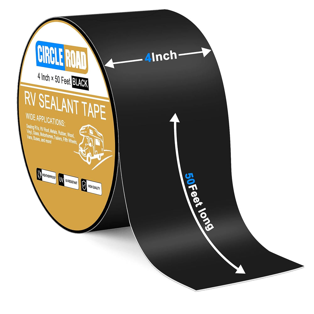 Butyl Sealant Waterproof Tape RV Roof Repair Tape Black, 4 Inch X 50 Feet