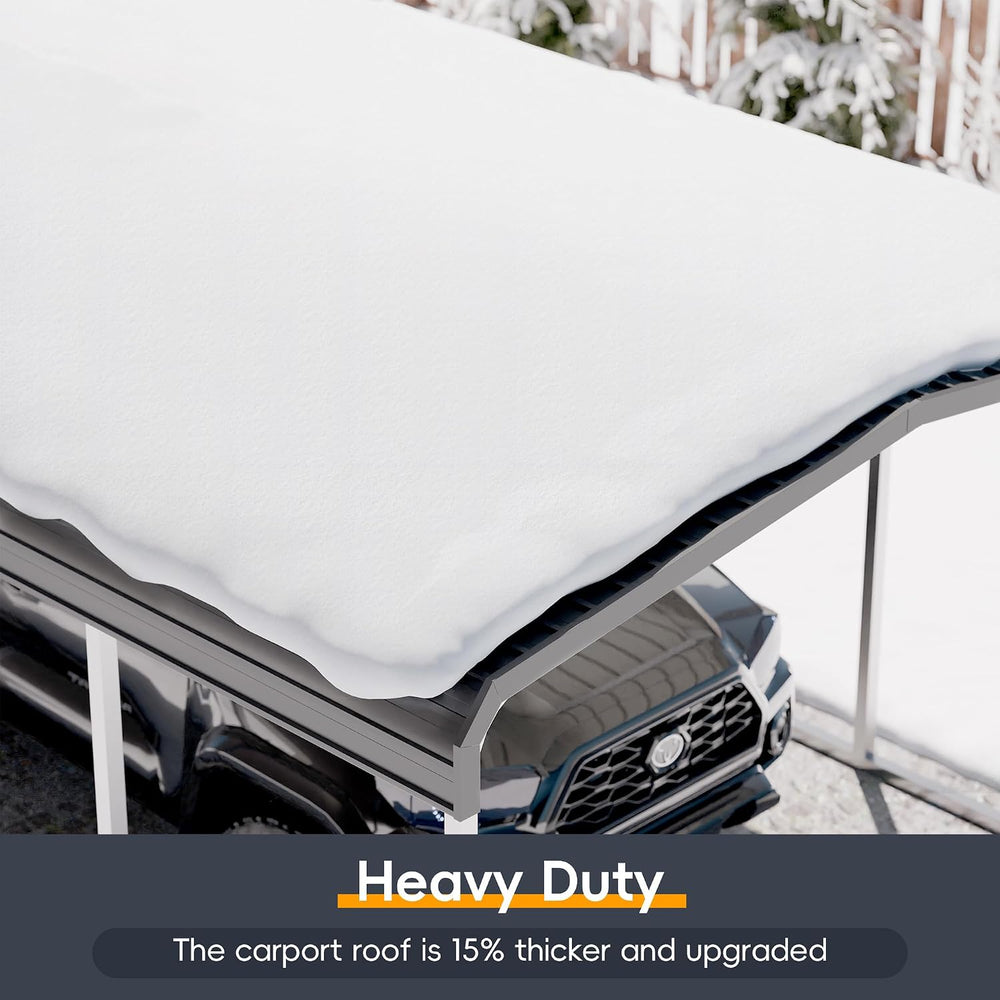 10x15 FT Heavy Duty Metal Carport Kits with Galvanized Steel Roof and Frame, ...