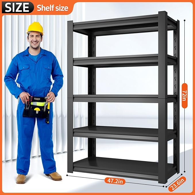 48" W Garage Shelving Unit, Garage Storage Shelves 3000LBS Heavy Duty Sh...