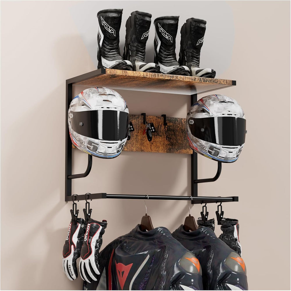 Motorcycle Helmet Holder Wall Mounted, Helmet Rack Wall Mount with Helmet Rac...