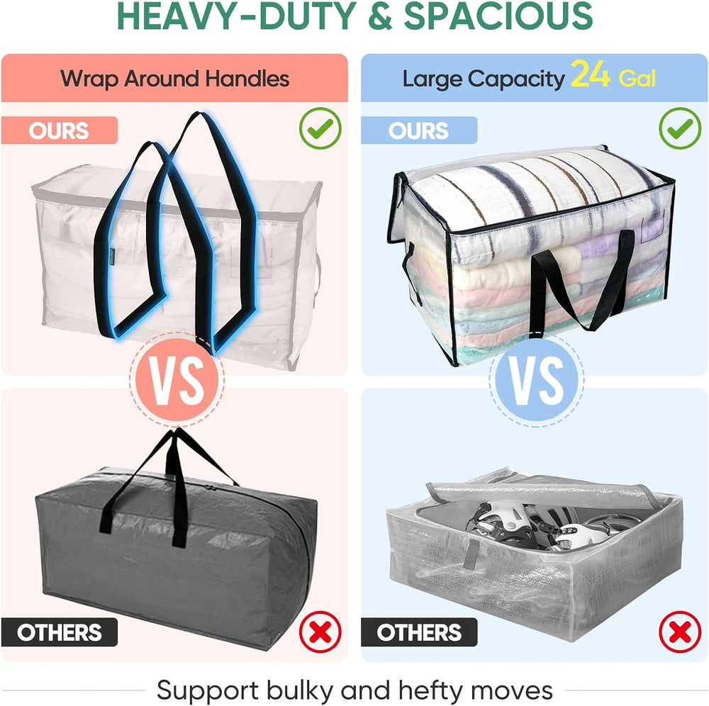 BALEINE 6-Pack Oversized Moving Bags with Reinforced Handles, Heavy-Duty Stor...